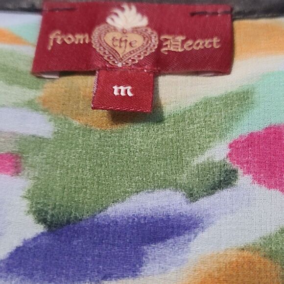 From The Heart Womens Button Up Sheer Blouse Multicolor Size M 100% Polyester - Picture 7 of 12